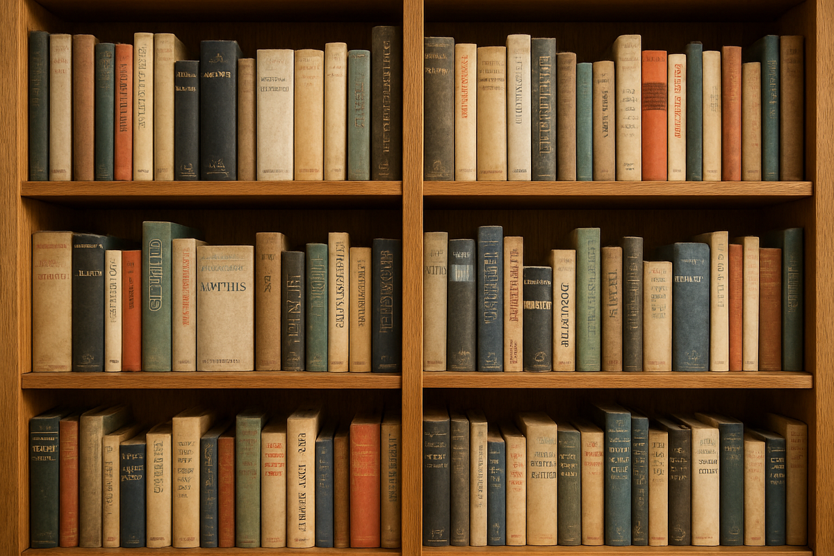 Realistic Bookshelf with books